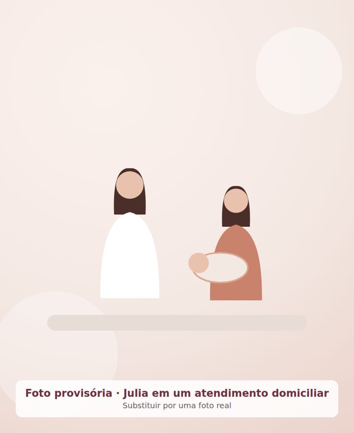 Julia em um atendimento domiciliar