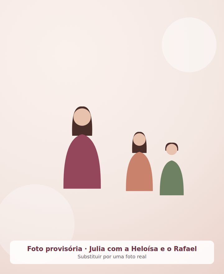 Julia com os filhos, Heloísa e Rafael