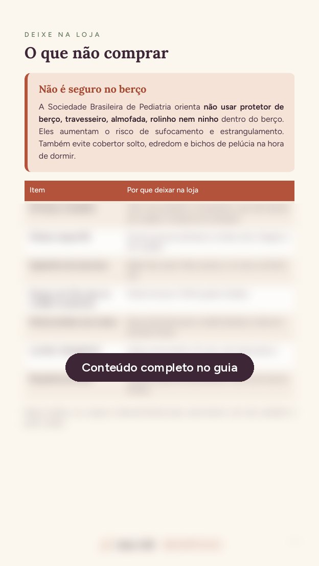 Prévia: O que não comprar